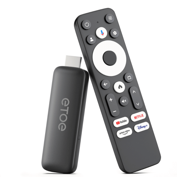 ETOE HDMI Google TV Stick – compact streaming device for smart TV with easy plug-and-play setup.